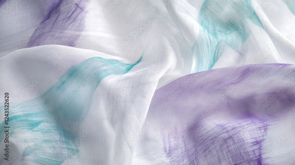 Poster delicate soft white canvas with gentle pencil strokes in hues of teal and purple capturing a serene 