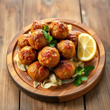 Authentic Greek Keftedakia on Rustic Wood