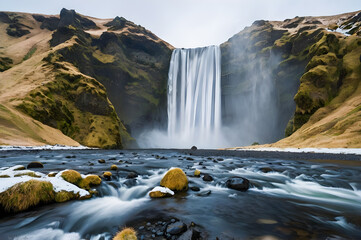 waterfall in the mountains