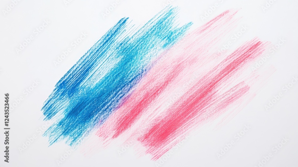 Poster soft pencil strokes create an abstract blend of pastel colors on blank canvas