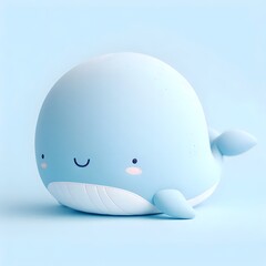 Fototapeta premium whale plushie with a smiling face vector line art