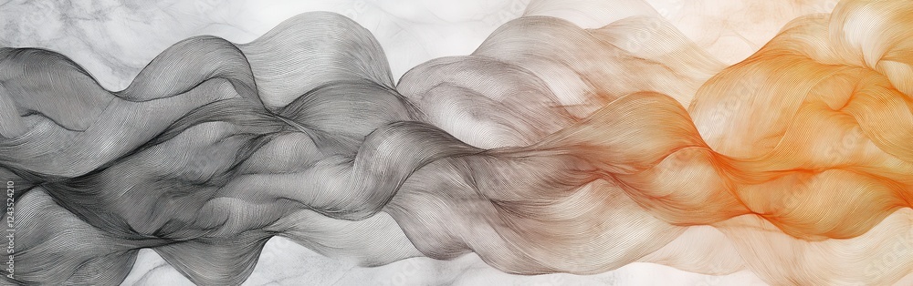 Leinwandbilder Soft pencil strokes create a gradient with harmonious waves of color transitioning from black to orange