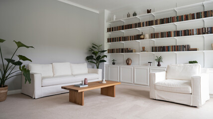 modern living room with white furniture