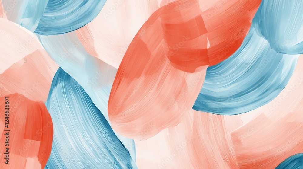 Aufkleber soft pencil strokes in pastel coral and blue create an abstract design that captivates with its harm