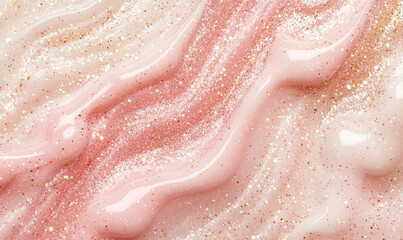Obraz premium mesmerizing blend of pink and white swirls with shimmering glitter creates ethereal texture. soft, flowing patterns evoke sense of elegance and beauty, perfect for artistic backgrounds
