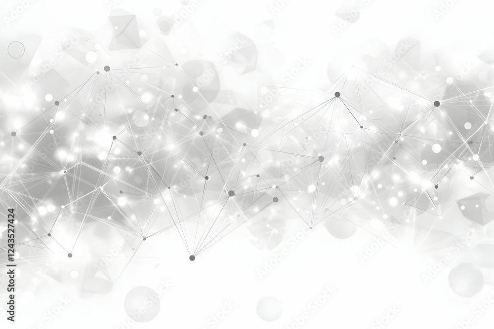 Poster abstract background with connected dots and lines in a low-poly style on a white background