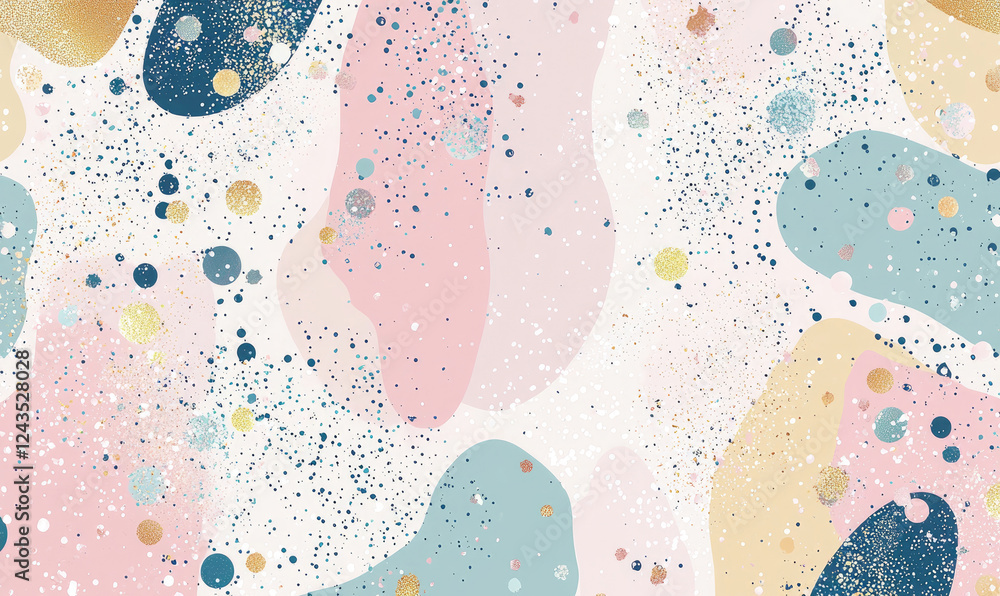 Poster soft pastel abstract pattern with shimmering glitter and colorful shapes