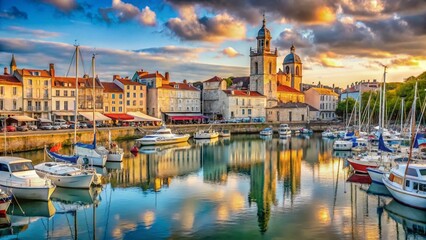 Fototapeta premium La Rochelle Harbor: Atlantic Coast Port City Scenic Portrait