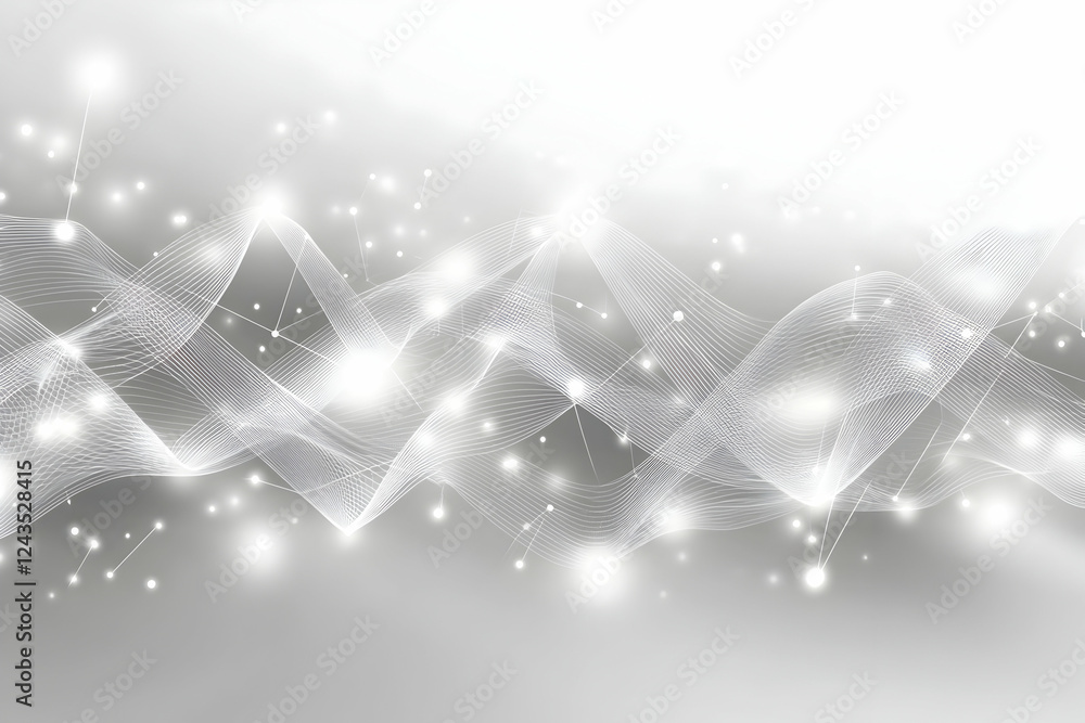 Poster abstract background with connected dots and lines in a low-poly style on a white background
