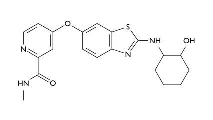 sotuletinib molecule, structural chemical formula, ball-and-stick model, isolated image investigational drug