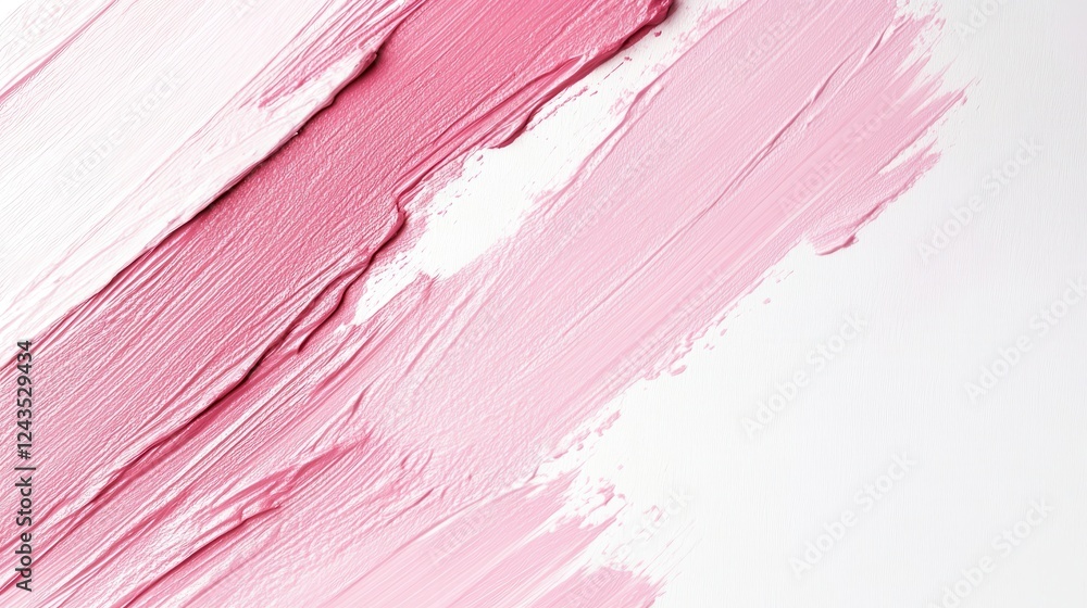 Poster delicate brush strokes in soft pink on a minimalist white background create an elegant visual experi