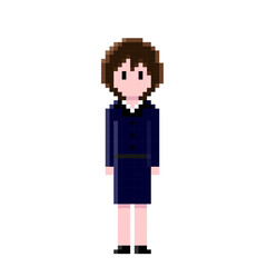 紺色のビジネススーツを着た女性のドット絵 | ピクセルアート | シックでスタイリッシュなビジネススタイル