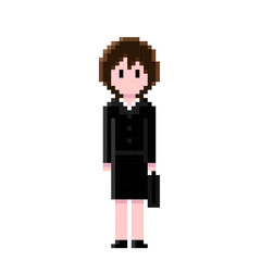 リクルートスーツの女性のドット絵 | ピクセルアート | 就活・ビジネスシーン