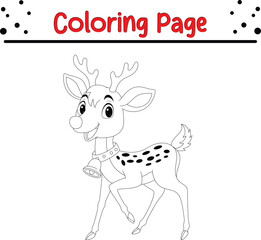 Deer coloring book page. Jungle animal coloring page.