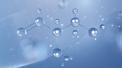 glyceraldehyde molecular structure, 3d model molecule, monosaccharide, structural chemical formula view from a microscope