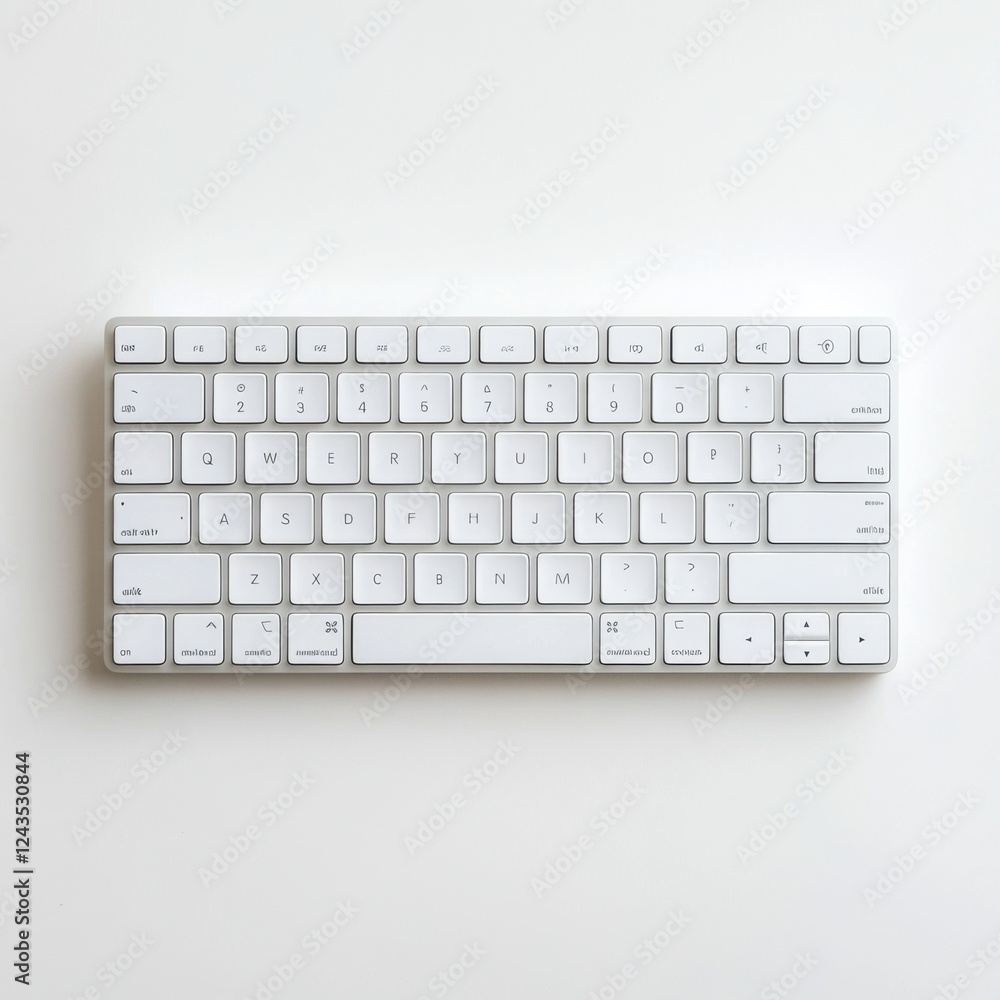 Poster modern minimalist white keyboard on a clean surface ready for typing and digital tasks