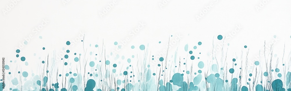 Poster minimalist pencil strokes and pastel teal dots create a calming abstract design with subtle contrast
