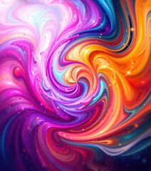 Vibrant hues blend and merge in a swirling pattern of energy , dynamic movement, vibrant colors