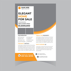 Home for sale buy rent flyer poster brochure banner template design elegant professional 