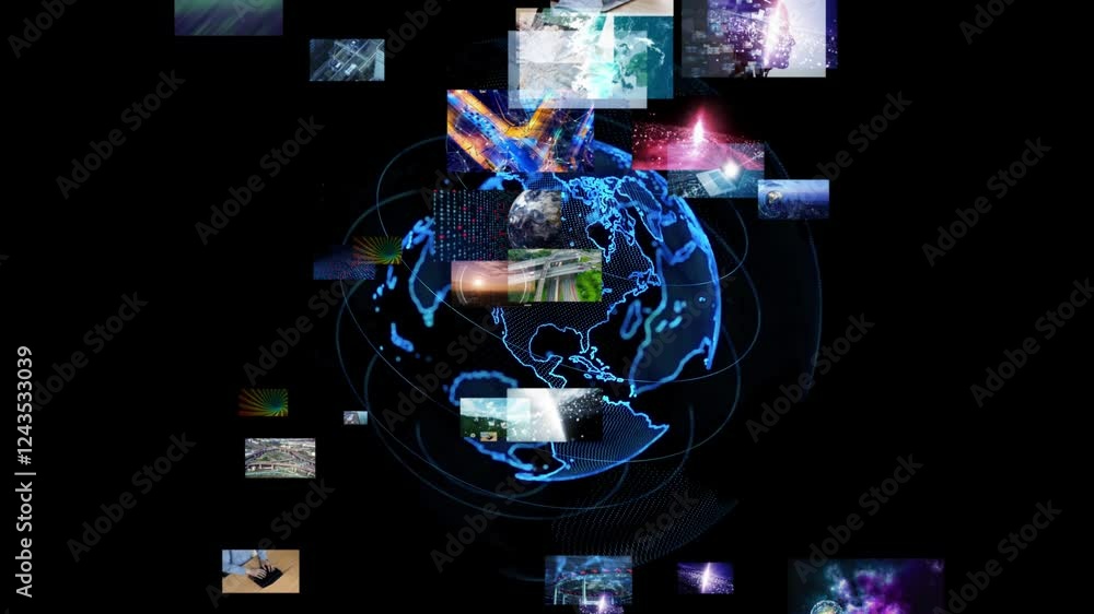 Aufkleber 科学、テクノロジー、産業、ビジネス、タイトル、背景、バックグラウンド、グローバル、未来、画面、クロマキー合成、グリーンスクリーン、データ、DX、システム、ネットワーク、SNS、地球、世界、交通、インフラ、工場、AI、生成、人工知能、イノベーション、開発、デジタル、テンプレート、環境、自然、通信、報道、ニュース、放送、拡大、技術、動画、映像、広告、ライブラリー、イメージ、コンセプト、社会、研究、宇宙