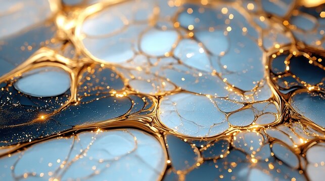 Abstract art of glowing stars and an intricate map with glowing paths, symbolizing exploration and travel, in shades of blue, gold, and white