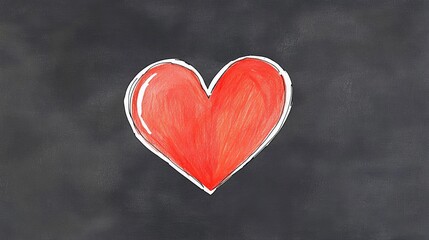 A vibrant red heart illustration on a black chalkboard background, symbolizing love and affection