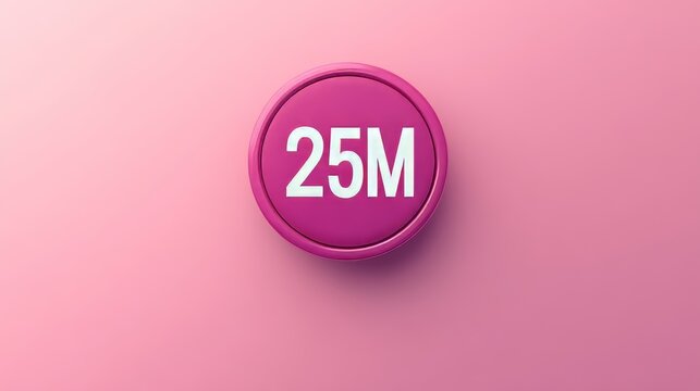 Pink Social Media Notification Icon with 25 Million, Celebration of Followers Milestone