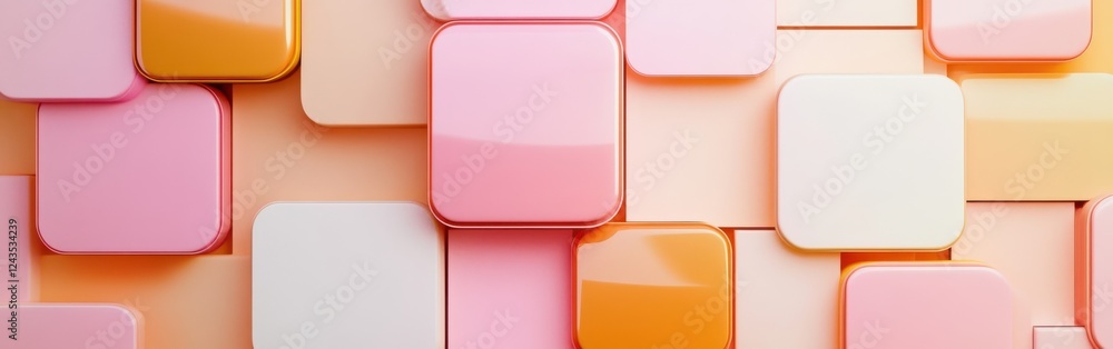 Poster fragmented grids in pastel pink hues create a stylish and modern visual composition for contemporary