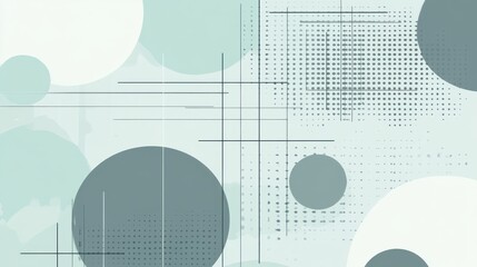 Muted mint and gray minimalism featuring dashed lines and circular forms for modern interior design