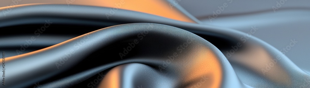 Poster a close-up of soft, luxurious fabric displaying smooth folds and a gradient of dark colors, evoking 
