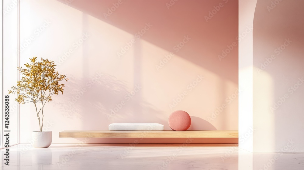 Leinwandbilder elegant minimalist design with amber and pink contrasts creating a tranquil atmosphere in a serene s