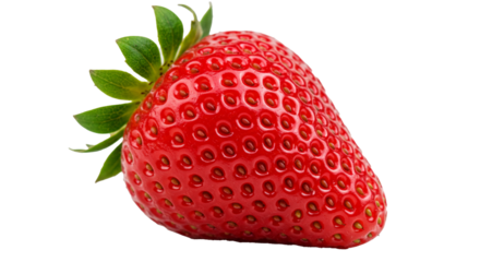 リアルな完熟いちごの切り抜き - 食品デザイン向けPNG	
