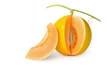 golden melon sweet fruit isolated on white background. This has clipping path.