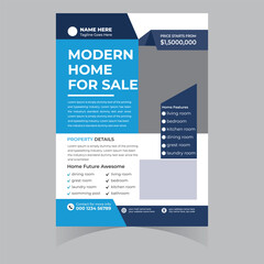 Home for sale buy rent flyer poster brochure banner template design elegant professional 