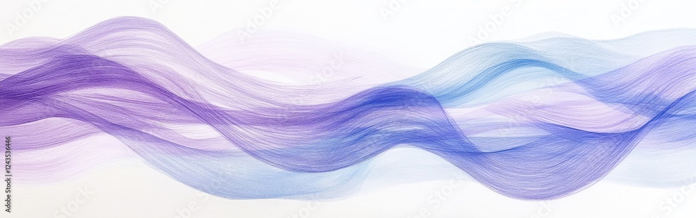 Poster Elegant pastel waves flow gracefully across a light background with delicate pencil strokes creating a serene atmosphere