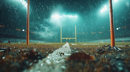 Dramatic football moments under rainy lights emotion in sports photography