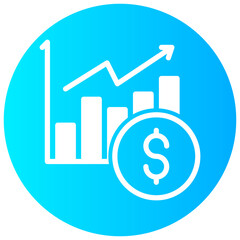 market growth vector round glyph icon