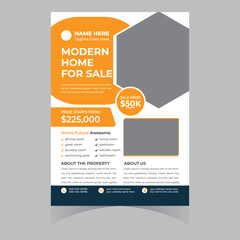 Home for sale buy rent flyer poster brochure banner template design elegant professional 