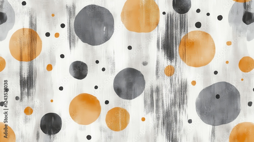 Poster elegant design featuring subtle dots and strokes in muted gray, orange, and white tones on a texture