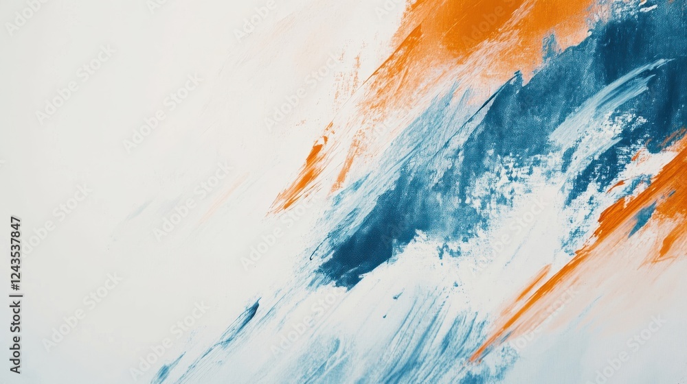 Poster soft pencil strokes creating abstract art on a clean white canvas with hints of blue and orange