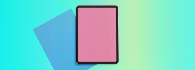 Blank tablet on colorful gradient background