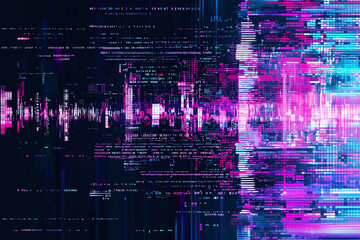 Obraz premium abstract RGB glitch screen with irregular color shapes and patterns, showcasing vibrant hues of pink, blue, and purple. digital distortion creates dynamic visual experience