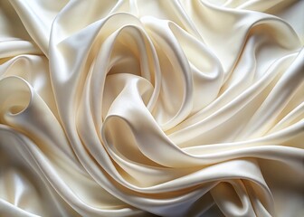 Obraz premium Luxurious White Cream Fabric Draped Waves - Elegant Soft Textile Background