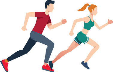 Active Couple Running Together, Representing Healthy Lifestyle