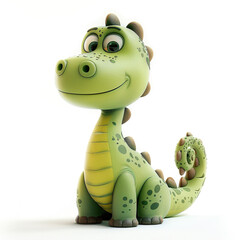 3d cute cartoon character iguanodon isolated on white