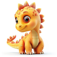 3d cute cartoon character dinosaur stegosaurus isolated on white