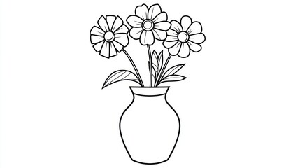 Simple line drawing of flowers in vase © Zeva
