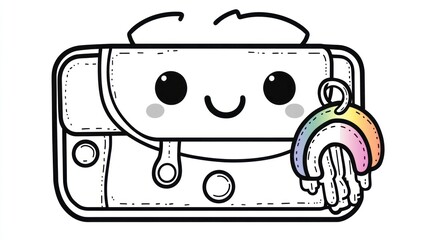 Cute kawaii handheld game console case with rainbow keychain