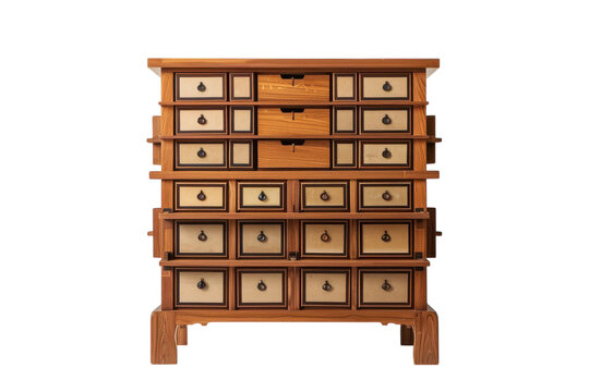 Traditional Japanese Tansu Cupboard Display on transparent background