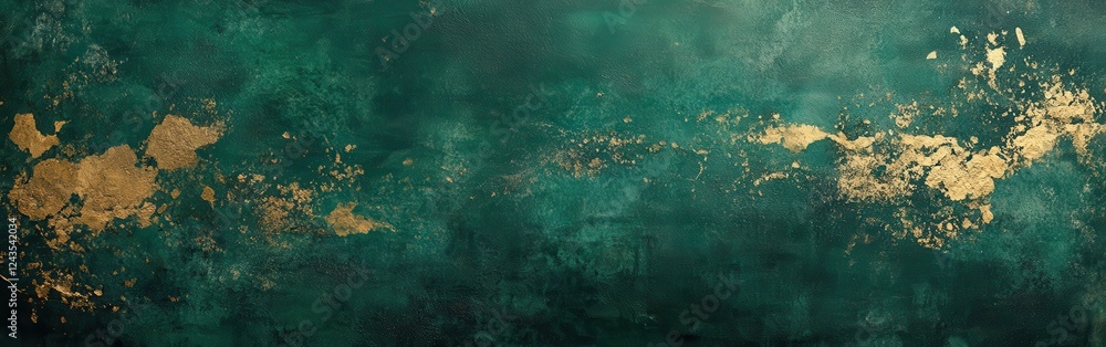 Aufkleber Textured abstract background in deep emerald with gold accents creating a stunning visual composition